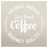 Best Braten Kaffee – Frisch vor Ort – Gourmet Qualität Schablone von studior12 | Kaffee Art – wiederverwendbar Mylar Vorlage | Malerei, Kreide, Mischtechnik Art Wand – stcl2333, Größe wählen 12' x