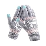Anti-rutsch Winddicht Touch Screen Sport Thermo Fleece Damen Fahrradhandschuhe Winter Handschuhe kreatives und modisches Handy mit gestrickten Bildschirmhandschuhen, dick und warm Erw