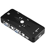 Faceuer VGA-Switcher, KVM-Switch mit Stabiler Leistung für Festplatten-Videorekorder für Online-Spiele(4 Anschlüsse)