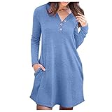 Vielseitige Kleider für Frauen Casual Blusenkleid mit Taschen Lose Geraffte Mini-T-Shirt-Kleid Bankett-Ab