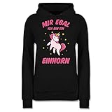 Einhorn Geschenk Unicorn - Mir egal ich Bin EIN Einhorn - M - Schwarz - Einhorn Hoodie XXL - JH001F - Damen Hoodie und Kapuzenpullover für F