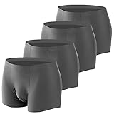 SIHOHAN Herren Unterhosen, Atmungsaktiv Männer Unterwäsche, Sehr Flache und Feine Nähte, 4er Pack, Dunkelgrau, Größe L