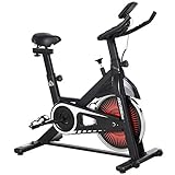 HOMCOM Fahrradtrainer Indoor Heimtrainer mit 13KG Schwungrad Home Gym Cycling Bike Trainer Fitnessfahrrad Stufenlos Widerstand Stahl Rot+Schwarz 104 x 52 x 104-114