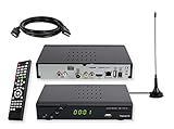 Set-ONE EasyOne 740 HD DVB-T2 Receiver inkl. 3 Monate gratis Freenet TV (Private Sender in HD), PVR Ready, 1080p, HDMI, LAN, Mediaplayer, HBBTV, USB 2.0, 12V tauglich, 2m HDMI Kabel, DVB-T2