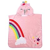 Gogokids Kinder Kapuzen Badetuch - Jungen Mädchen 100% Baumwolle Bademantel Schöner Cartoon Poncho Perfekt für Bad Strand Schwimmbad 120 x 60