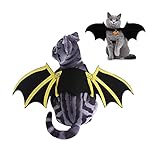 OKJ Halloween Haustier Flügel - Hund Fledermaus Flügel mit Hundeleine und Kürbisglocken Katze Kostüm Dekoration für Welpen Hund Katze (L)