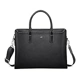 XWDQ Kuhleder Aktentasche, 14-Zoll-Laptoptasche, Schwarze Büro-Tasche mit verstellbarem Schultergurt, geeignetes Business-Büro Schule (Color : Black A, Größe : 14 inch)