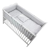 TupTam Baby Bettwäsche mit Nestchen 3-TLG, Farbe: Kleine Elefanten Weiß/Grau, Anzahl der Teile:: 3 TLG. S