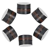 6 Stück 5ml Cremedose Leer KingYH Amber Glas Flasche Leere Nachfüllbare Behälter Braunen Glasbehälter mit Deckel und Liner Transparent Tiegel für Kosmetik Cremes Lotionen ätherische Ö