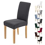AngLink Stuhlhussen 6 Stück, Stuhlhusse Stretch Grau, Elastischer Stuhlbezug Stretch Abnehmbare Waschbar Stuhlbezug Langlebig Universal, für Esszimmer, Hotel, Bankett, Hochzeit, Partys Dek