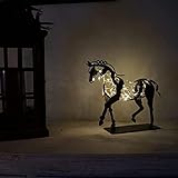 LiuliuBull Metallpferd Statue Dekoration Moderne Horse skulptur, LED Rustikale Pferdehandwerksstatue, rustikale Metalldekor Kaminregal, Schreibtisch (Color : with Fairy Lights)