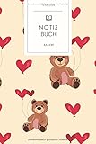 Notizbuch kariert: Teddybär mit Herz Luftballon. Tagebuch, Bullet Journal, Handlettering, Skizzenbuch oder Erfolgsjournal. Kariert 120 Seiten. Soft Cover 6x9 Zoll, ca. DIN A5 15x22