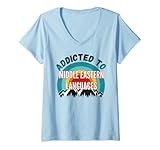 Damen Addicted to Middle Eastern Languages College Major Geschenk T-Shirt mit V