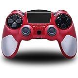 PS4 Controller, Game Controller für Playstation 4 mit Dual Vibration 6-Gyro/Touch Panel/LED Indicator, für PS4/Slim/Pro Konsole (rot)