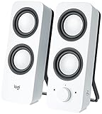 Logitech Z200 2.1 Lautsprecher mit Subwoofer, Surround Sound, 10 Watt Spitzenleistung, 2x 3.5mm Eingänge, Lautstärken-Regler, EU Stecker, PC/TV/Smartphone/Tablet - Snow White/Weiß