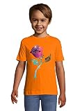 Cosmic Vector Rose Flower Graphic Orange Colorful Kids T-Shirt 4 Year O