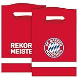 Amscan 9906512 - FC Bayern München Papiertüten, 8 Stück, Größe 15,8 x 23,6 cm, mit Logo, Rekordmeister, Geschenktasche für Geschenke oder Give-Away, mit Trag