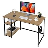 AuAg Schreibtisch PC Tisch 120cm x 60cm Bürotisch Computertisch mit 2 Regale Arbeitstisch Holz Büromöbel fürs Büro, Gaming Tisch mit Metall Hake, Einfache Montage, Modern Office Desk (Weiß, 47 inch)