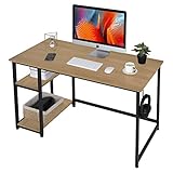 AuAg Schreibtisch PC Tisch 120cm x 60cm Bürotisch Computertisch mit 2 Regale Arbeitstisch Holz Büromöbel fürs Büro, Gaming Tisch mit Metall Hake, Einfache Montage, Modern Office Desk (Weiß, 47 inch)