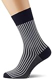 FALKE Men Oxford Stripe Socks - Cotton Blend, Blue (Dark Navy 6376), UK 5.5-6.5 (Manufacturer size: 39-40), 1