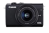 Canon EOS M200 Systemkamera Gehäuse - mit Objektiv EF-M 15-45mm F3.5-6.3 IS STM Kit (Body, 24,1 MP, klappbares Display, 4K und Full-HD, DIGIC 8, Dual Pixel CMOS AF, Bluetooth und WLAN), schw