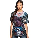 Boland 84410 - Fotorealistisches Shirt Piratenfrau, Größe M/L, Farbe: mehrfarbiger Aufdruck, T-Shirt für Damen, perfekt für Halloween, Mottoparty und Karneval, Seeräuberin, Freib