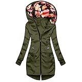 EMATOP Kapuzenjacke Damen übergangsjacke Lang Hoodie Sweatshirt mit Tasche Softshell Jacke Winterjacke Casual Lockere Offene Front Cardigan Reißverschluss Sweatjacke Einfarbig Elegant Outw