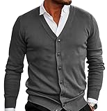 OADOBKICE Top Herren V Pullover Herren Strickjacke Herren Pullover Herren Pullover Herren Ohne Kapuze Zopfmuster Pullover Herren Basic Pullover Herren Long Pullover Herren Schwarz Top Grau XXL