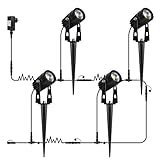 AIMHEIM 4er-Set Gartenleuchte mit Stecker, 3W LED Gartenstrahler mit Erdspieß, Warmweiß LED Strahler mit Kabel, IP65 Wasserdicht Gartenbeleuchtung Spot Außenleuchte für Garten, Terrasse, Weg