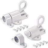 Solid aluminum alloy spring automatic latch Surface Mounted Sliding Door Lock, Durable Door Lock Bolts Ideal for Securing Internal Doors for Bedrooms, Bathrooms, Cupboards and Storage Units (Weiß)