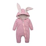 Verve Jelly Neugeborenes Baby Unisex Bodysuit Nettes Hasenohr Langarm Reißverschluss Strampler Herbst Winter Pyjama O