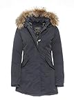 Basic.de Damen-Parka Echtfell Winter-Jacke Marine M
