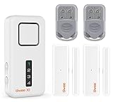 tiiwee Home Alarm System Wireless Kit X1 - Komplette Alarmanlage mit X1-Sirene, 2 Fenster Tür Sensoren und 2 Fernbedienungen - Fensteralarm Tü