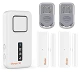 tiiwee Home Alarm System Wireless Kit X1 - Komplette Alarmanlage mit X1-Sirene, 2 Fenster Tür Sensoren und 2 Fernbedienungen - Fensteralarm Tü