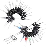 59 Pcs KFZ Kabel Stecker Ausbau Werkzeug Terminal Steckverbindung Demontage Pin Extractor Tool Entriegelungswerkzeug für Flach- und Rundsteckkontak