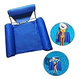 Uniguardian Aufblasbare Wasser Hängematte, Klappbarer Pool Float Lounge Chair Sitz Mit Rückenlehne Schwimmstuhl Pool Float Lounge Wasserstuhl Wasser Hängematte 4-in-1 für Erwachsene und Kinder (Blau)