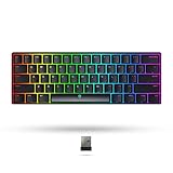 DREVO Seer MAX Kabelgebundene/drahtlose RGB Mini-Bluetooth 5.1- & 2.4G-Tastatur mit 61 Tasten, zuverlässige drahtlose 2.4G，kompatibel mit Windows/Mac US-Layout (Gateron Brauner Schalter, Schwarz)