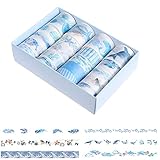 20 Pcs Washi Tape Aufkleber, Washi Tape Rollen, Washi Masking Tape Set, Klebebänder Deko für Sammelalben, Tagebücher, Basteln und Geschenkverpackungen Weihnachtsdekoration Büro(Blau)