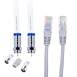 RL RG6 TV-Kabel, wasserdicht, Kupfer, F-Stecker mit F81 / RF Able für Verlängerung, bis zu 3 Ghz High Speed HD Video für STB, Dish TV, Satellit, Antenne, Koaxialkabel, Ethernet-Netzwerk, Weiß, 1