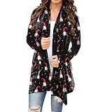 ZYUD Weihnachtsstrickjacke Damen Lange Strickjacke Weihnachtsmann Jacke Weihnachten Damen Langarmshirt Strickjacke Lang Winter Elegant Pullover Cardigan Wintermäntel Übergangsjacke Xmas Sw