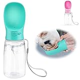 Dreamhigh Hunde Trinkflasche für Unterwegs, 550ml Hund Wasserflasche Haustier Trinknapf Antibakterielle Tragbare Reise Trinkflasche Wasserspender, BPA Frei & Auslaufsicher (Blau, 550ML)