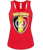 Belgien Belgium Belgique Fussball Fußball Trikot Look Jersey Fanshirt Damen Frauen Mädchen Tank Top T-Shirt Tanktop Fan Fanartikel Outfit Bekleidung Oberteil Artik