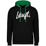 Shirtracer Sprüche Statement mit Spruch - Läuft - Statement - XS - Schwarz/Grün - Hoodie männer - JH003 - Hoodie zweifarbig und Kapuzenpullover für Herren und D