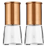 WMF De Luxe Salz und Pfeffermühle Set 2-teilig, unbefüllt, 14 cm, Glas, Keramikmahlwerk, Mühle für Salz, Pfeffer, Chillischoten, kup