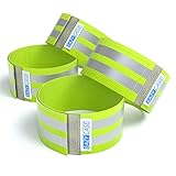 EAZY CASE 4 x Reflektorband, Reflektoren Set, reflektierendes Klettarmband, Sicherheitsarmband, Reflektorenbänder – ideal zur Erhöhung der Sichtbarkeit, Neon Gelb