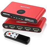 AVMTON HDMI 2.0 HDMI Splitter 3 in 1 Out Hdmi Switch Fernbedienung,Aluminium HDMI Umschalter Unterstützung 4K@60HZ HDCP2.2 3D HD1080P, HDMI Switcher für PS4 Pro Xbox PC