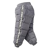 Happy Cherry Dicke Warm Schneehose mit elastischem Bund Kinder Winterhose Daunenhose Winddicht Sporthose Outdoorhose Grau - Hersteller 120/ EU-Größe 104-110