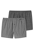 Schiesser Herren Boxershorts Web (2er Pack), Schwarz (Grey 000), L