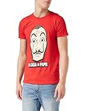 La Casa De Papel Geld Heist Mask Herren-T-Shirt Rot S | S-XXL, Netflix Krimi-Drama mit Rundhalsausschnitt Graphic Tee, Geburtstagsgeschenkidee für Männer, für Haus oder Gy
