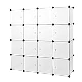 SONGMICS Regalsystem, Kinderzimmerregal, Spielzeugkiste, Garderobenschrank, Wäscheschrank, Kleiderschrank, 143 x 36 x 143 cm, weiß LPC44B